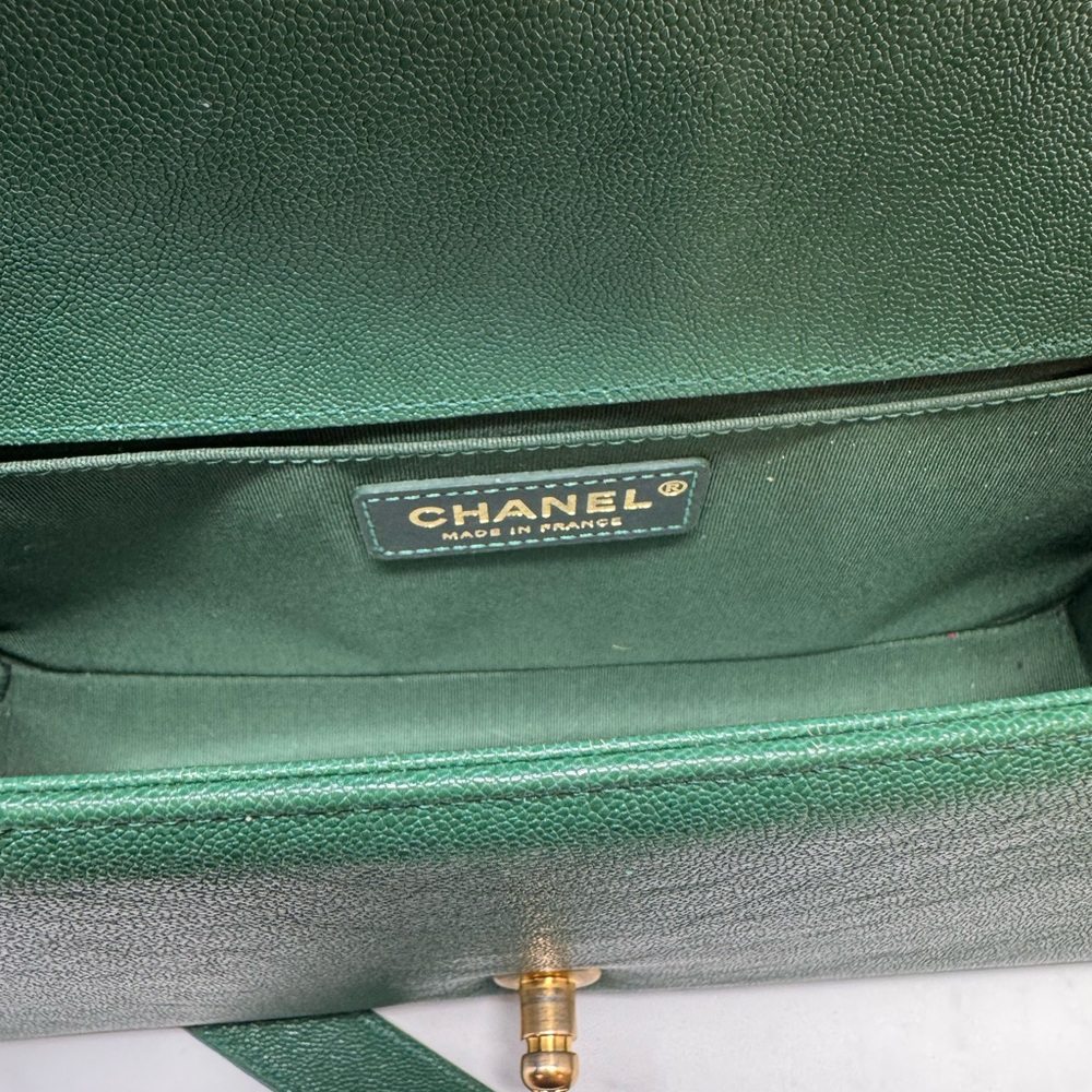 💎💯CHANEL Caviar Green Chevron Le Boy Bag 💎 - Picture 11 of 12
